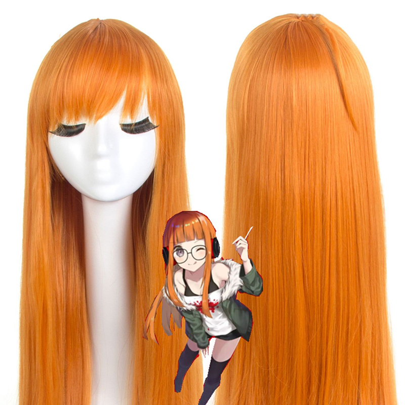 Anime Cosplay Easy - Turuncu Uzun Düz İnsan Saçı Persona