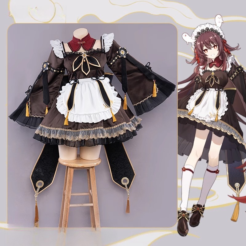 Anime Cosplay Maid - Oyun Genshin Etki Hu Tao Hizmetçi