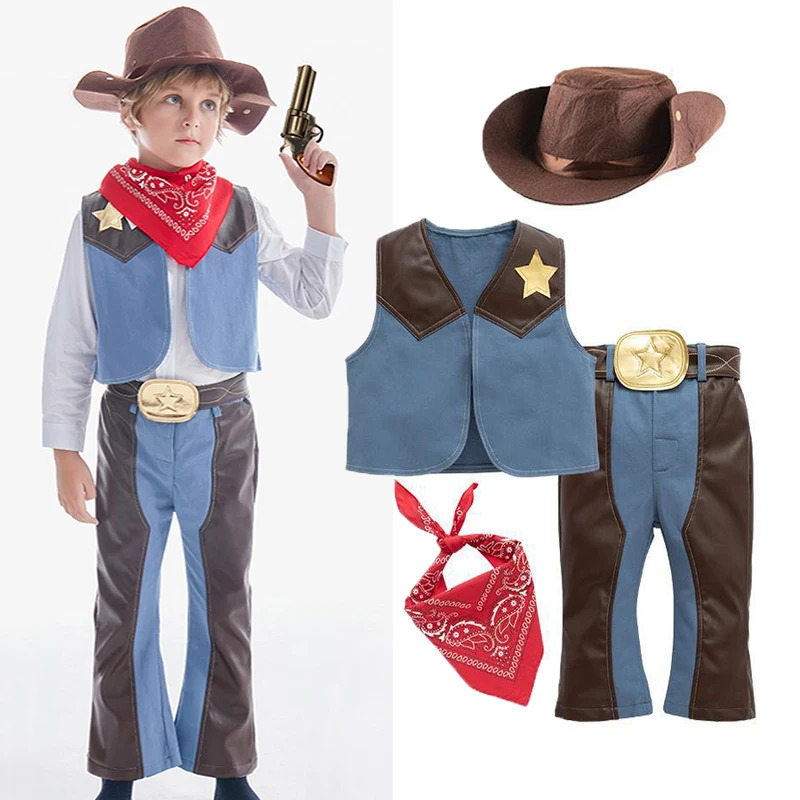 Anime Cosplay Toddler - Umorden Deri Tarzı Batı Kovboy Kostüm