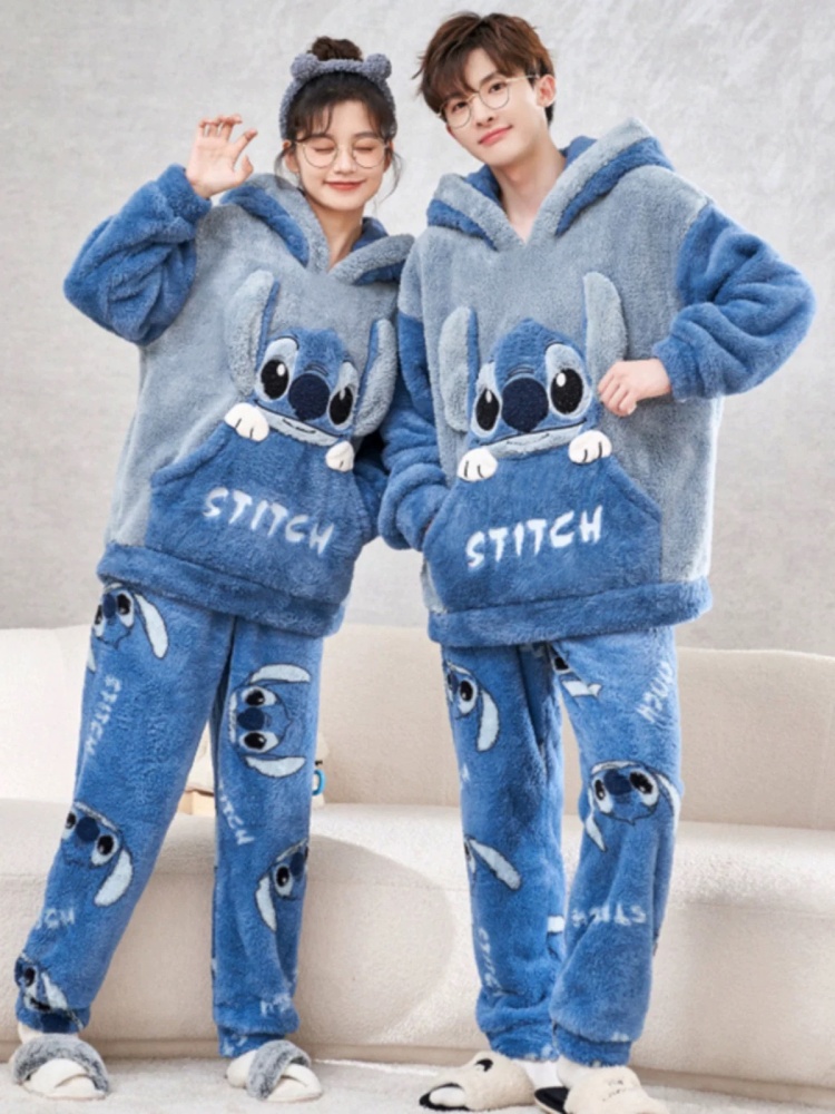 Anime Cosplay Thick - Anime Stitch kışlık pijama karikatür pazen