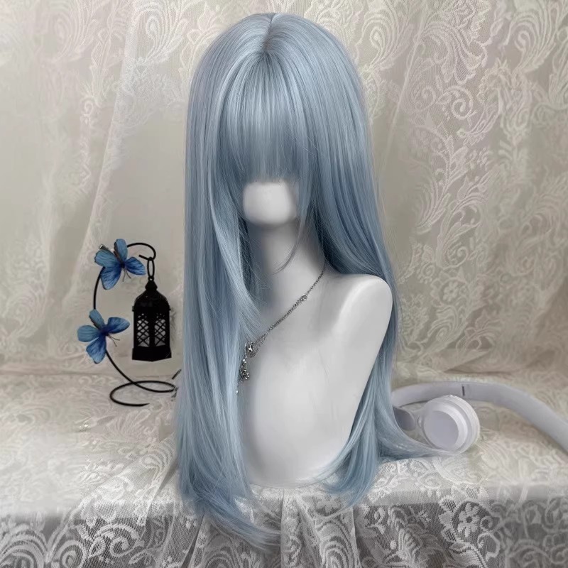 Pastel Açık Mavi Uzun Düz Peru - Anime Cosplay Thick incelemesi ve fiyatı