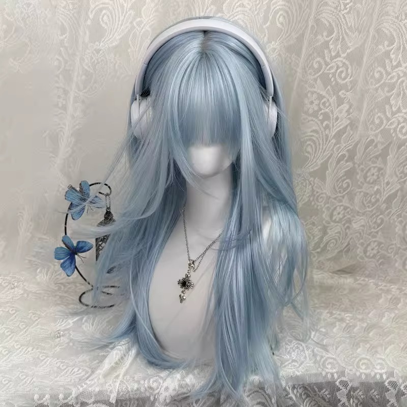 Pastel Açık Mavi Uzun Düz Peru - Anime Cosplay Thick incelemesi ve fiyatı