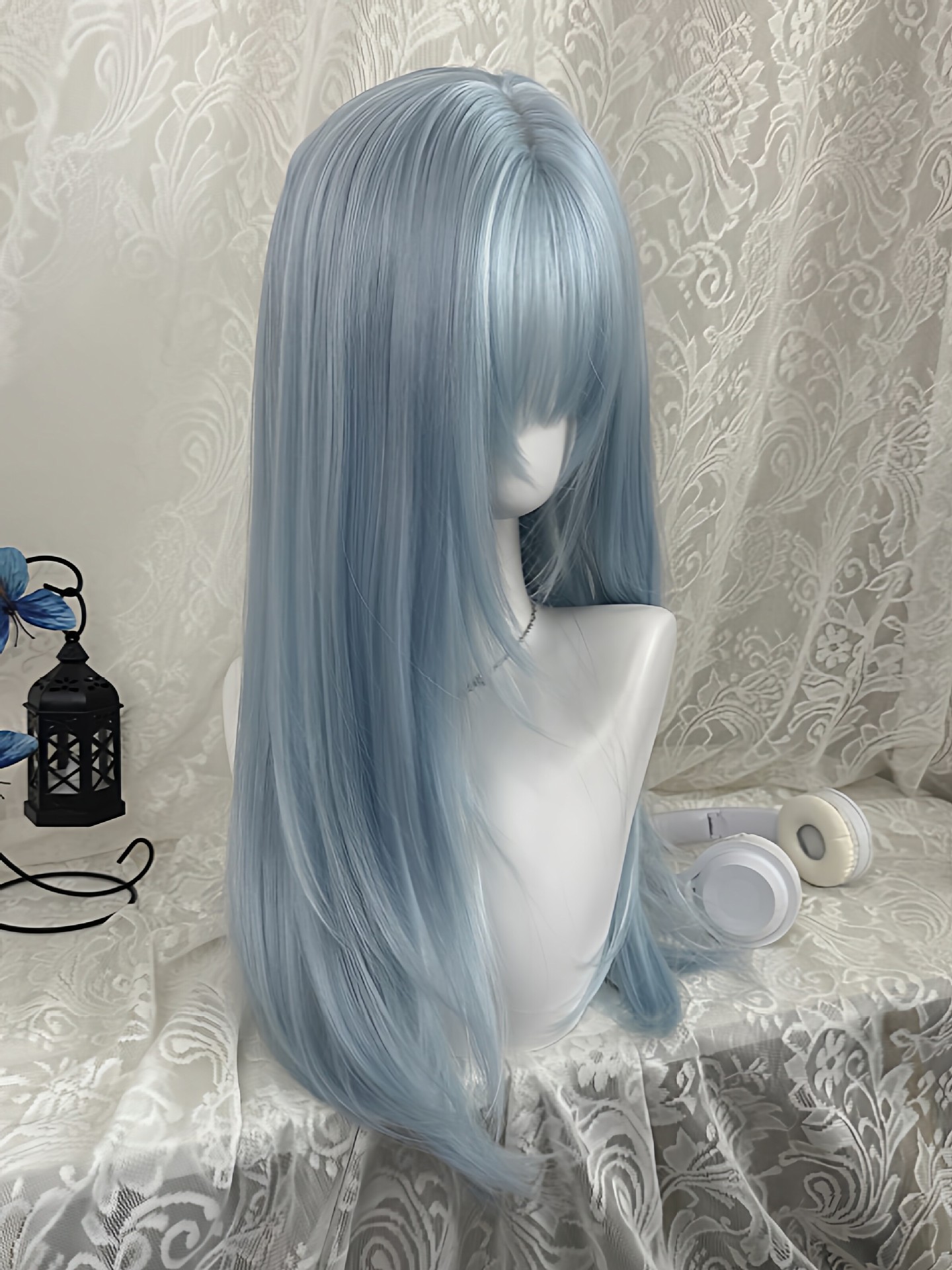 Pastel Açık Mavi Uzun Düz Peru - Anime Cosplay Thick incelemesi ve fiyatı